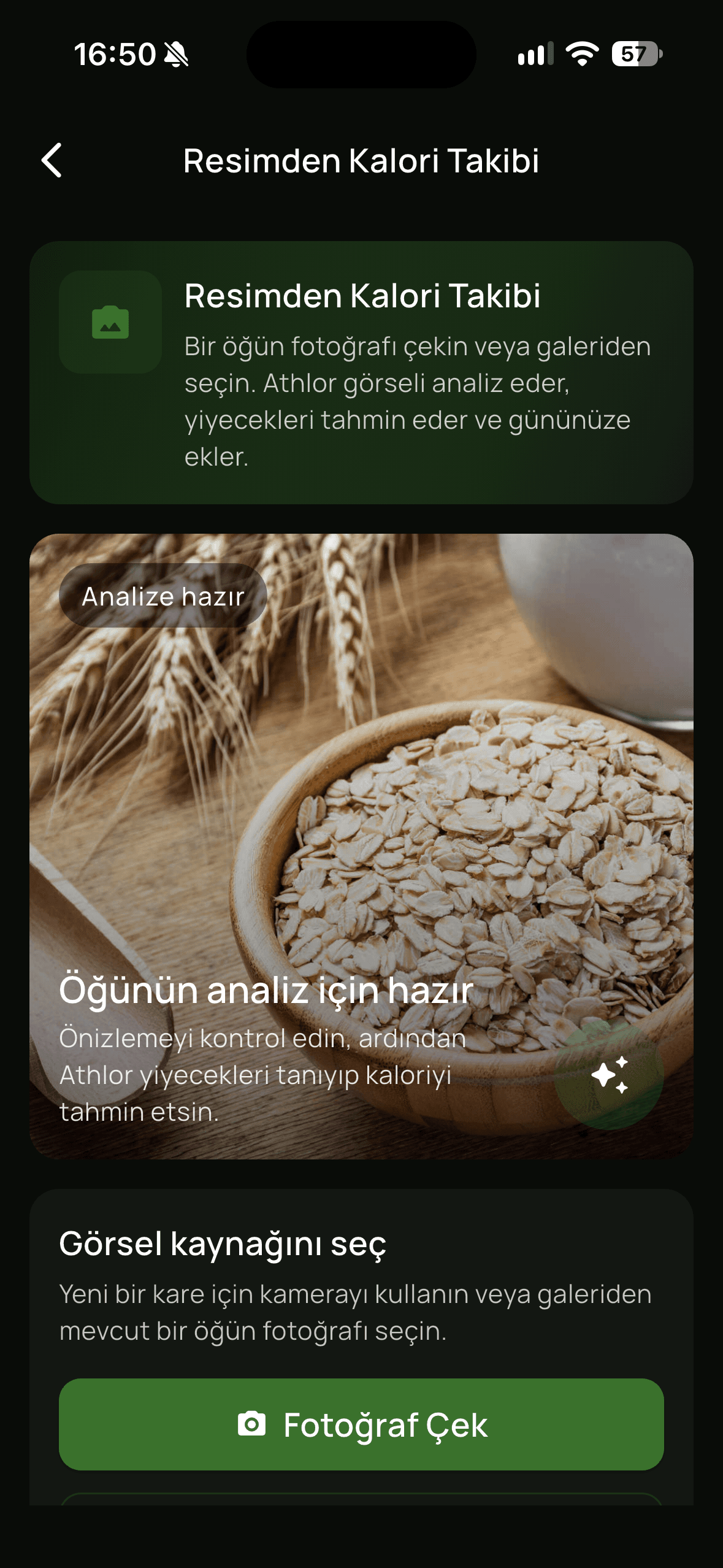 Fotoğrafla kalori takibi