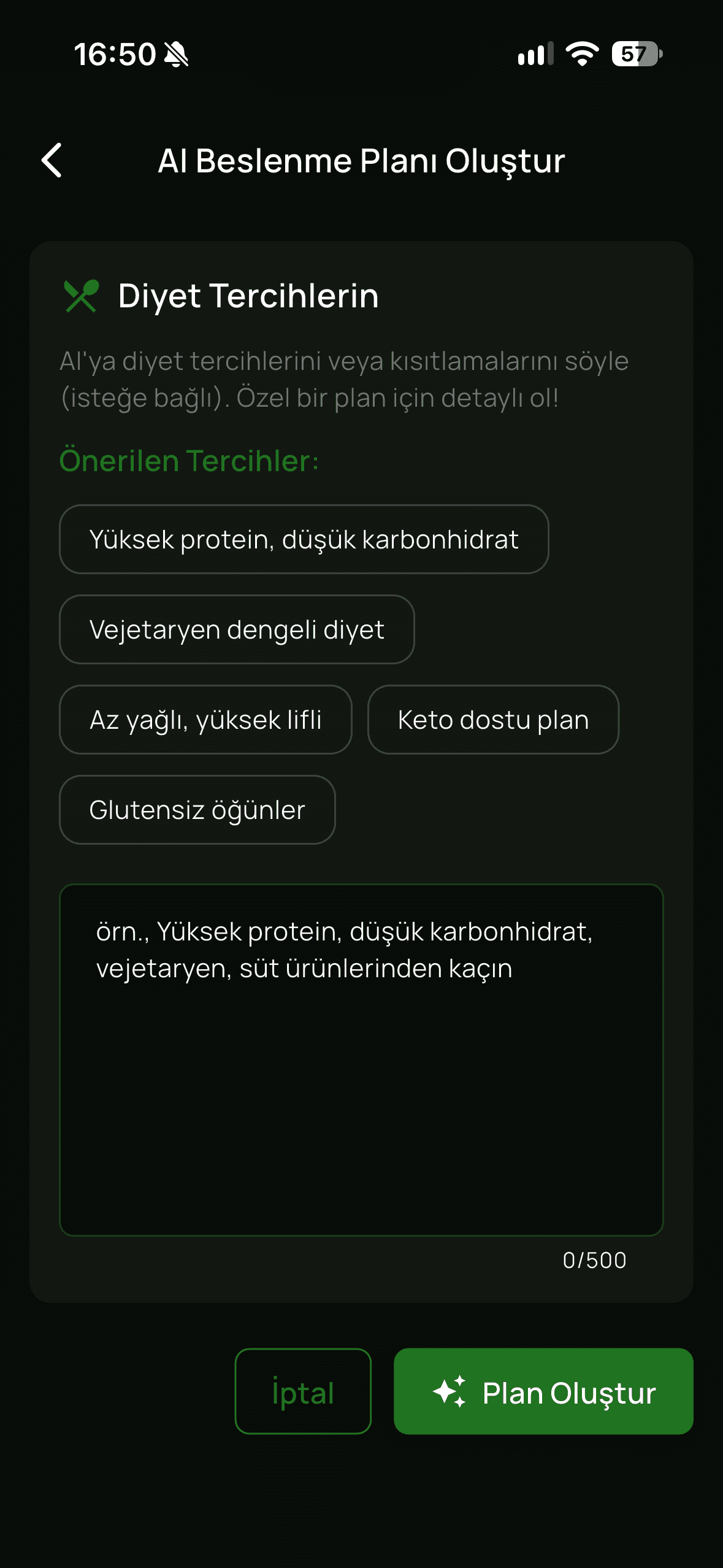 Yapay zekâ beslenme planları